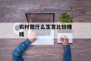 农村做什么生意比较赚钱_农村做什么生意比较赚钱快