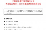 农业银行：每股农行优2将于3月11日派息4.84元