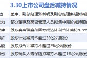 3月30日增减持汇总：暂无增持 春风动力等6股减持（表）